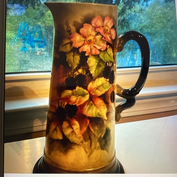 JEAN POUYAT LIMOGES FRANCE PORCELAIN TANKARD PITCHER - Picture 2 of 5